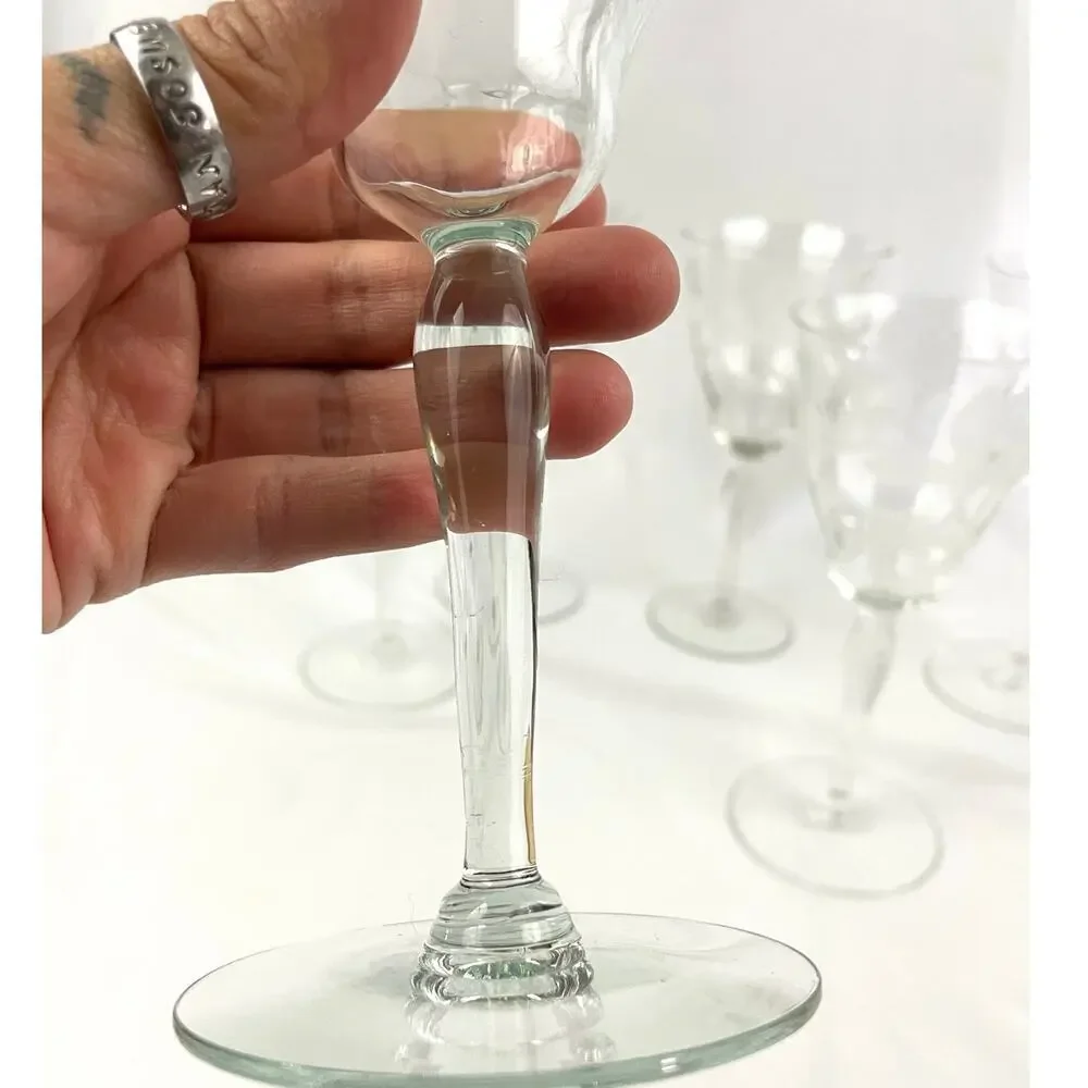 VTG Set of 6 Frosted Floral Liqueur Glasses Stemware Barware‎